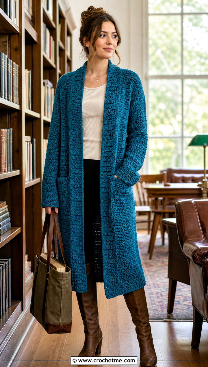 Hermione Housecoat Crochet Cardigan With Leggings - 25 harry potter crochet clothes and outfit ideas