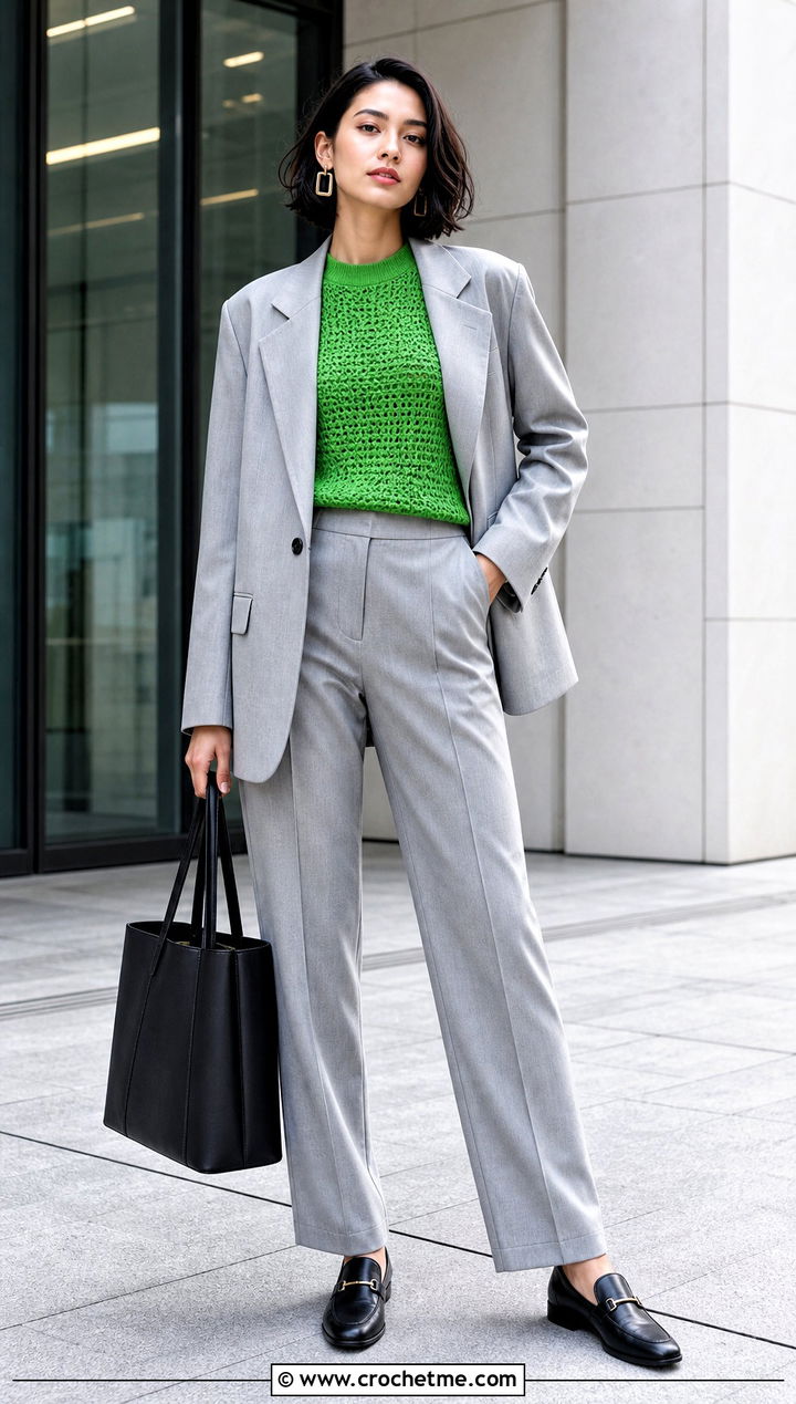 High Neck Crochet Tank Top With Blazer And Trousers - 15 crochet tank top on hanger outfit ideas