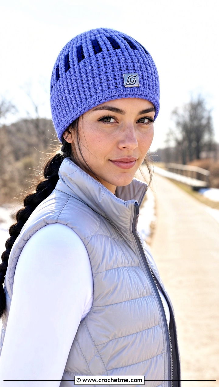 Hinata Lavender Beanie With Puffer Vest - 25 naruto crochet hat outfit ideas