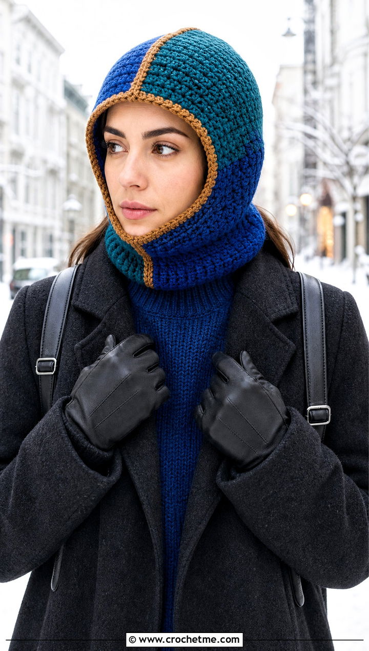 Hogwarts House Crochet Balaclava With Long Coat - 15 harry potter crochet hat outfit ideas