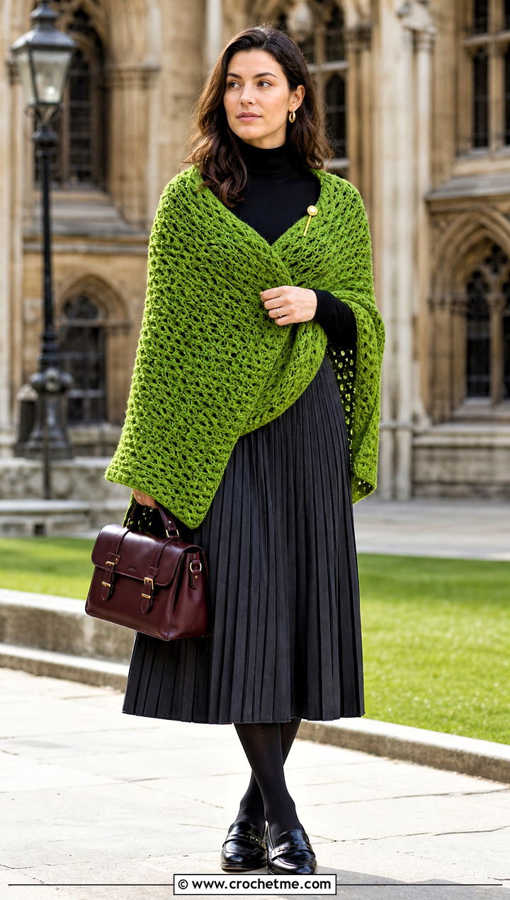 Honeycomb Stitch Tunisian Crochet Wrap With Pleated Skirt - 25 Tunisian Crochet Wrap outfit ideas