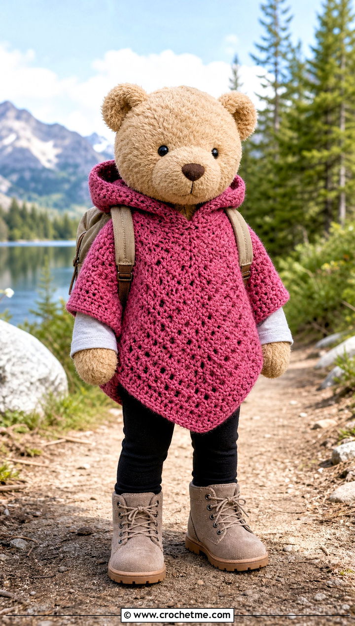 Hooded Crochet Poncho With Leggings - 35 crochet jellycat clothes and outfit ideas