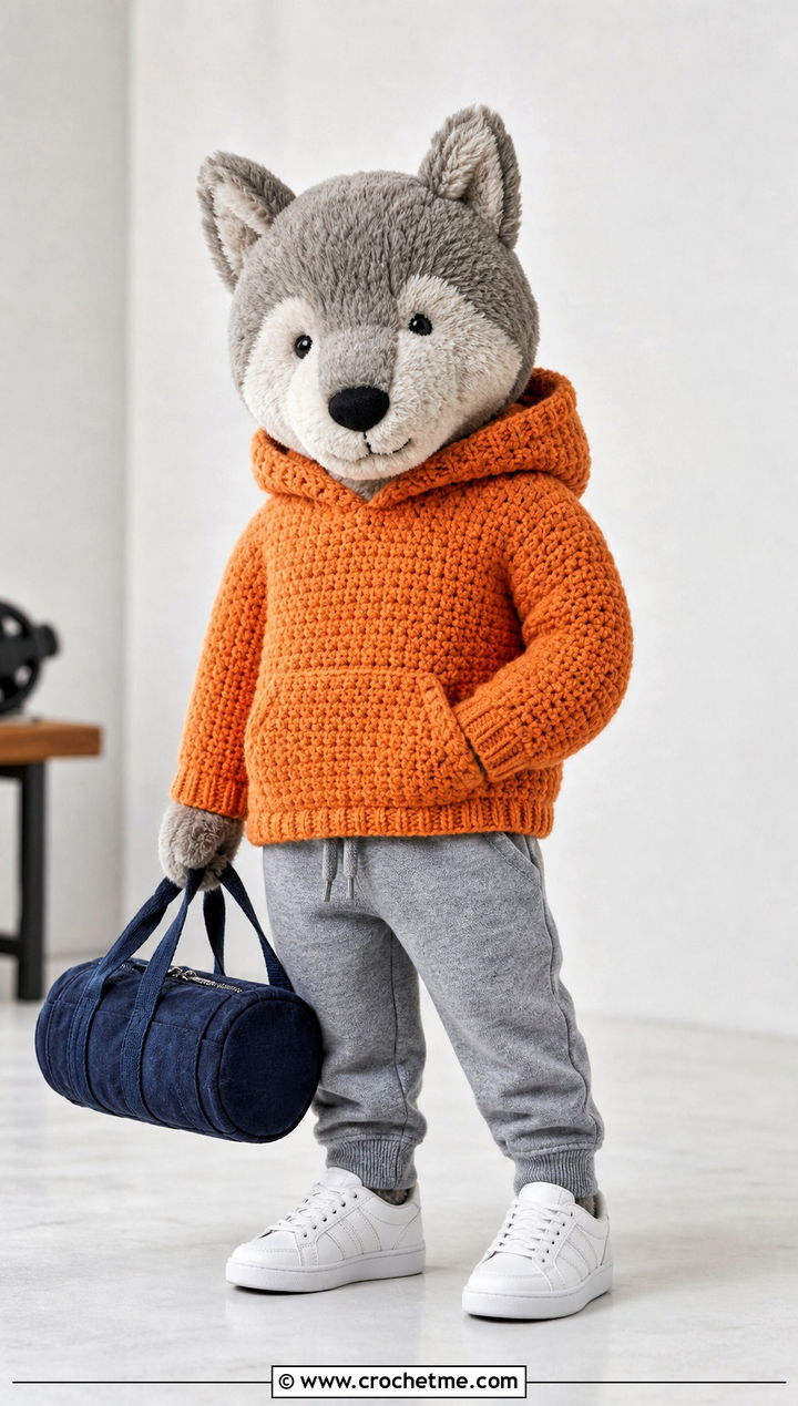 Hooded Crochet Pullover With Joggers - 35 crochet jellycat clothes and outfit ideas