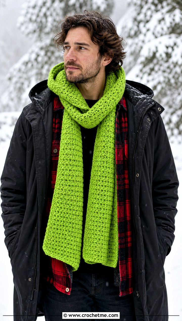 Hooded Crochet Scarf With Long Parka - 30 easy crochet scarf men outfit ideas