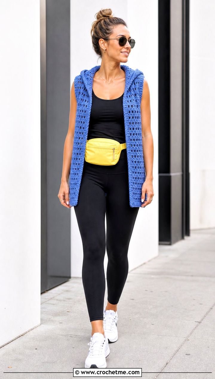 Hooded Crochet Vest With Leggings - 20 crochet vest outfit aesthetic outfit ideas