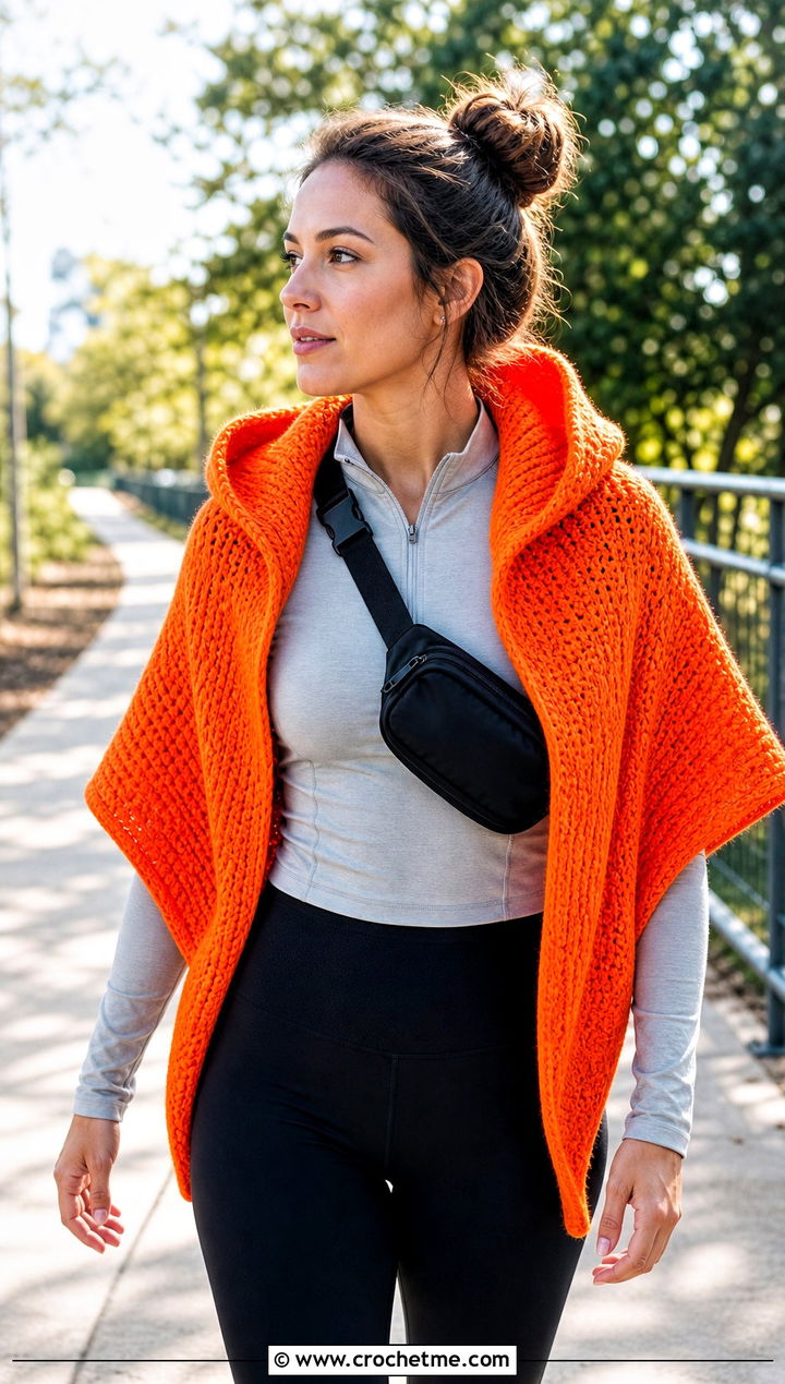 Hooded DK Yarn Crochet Shawl With Leggings - 25 Crochet Shawl Dk Yarn outfit ideas