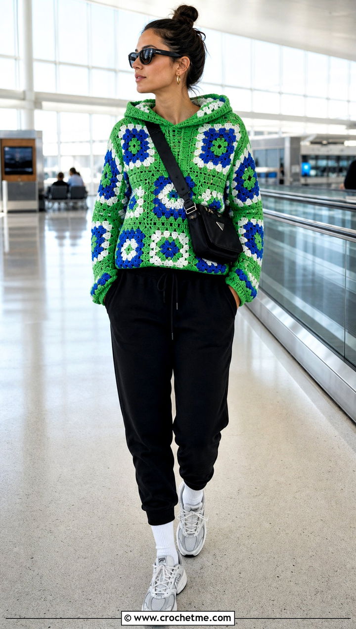 Hooded Granny Square Sweater With Joggers - 25 Granny Squares Sweater outfit ideas