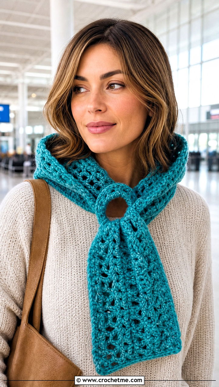 Hooded Keyhole Crochet Velvet Scarf With Knit Set - 25 Crochet Velvet Scarf outfit ideas