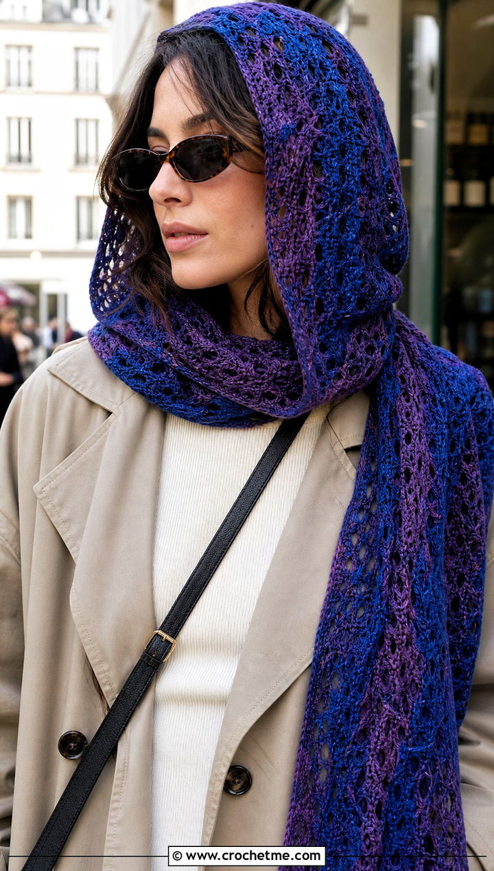Hooded Lace Shawl With Trench Coat - 25 Lacey Crochet Shawls outfit ideas