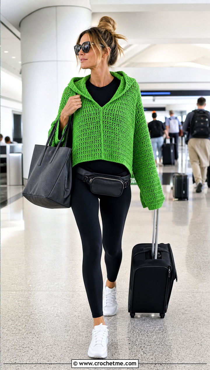 Hooded Rectangle Sweater With Leggings And Sneakers - 15 Crochet Sweater From Rectangle outfit ideas