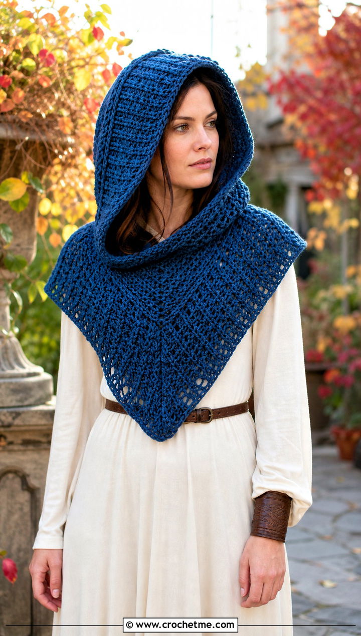Hooded Vest Huntress Crochet Cowl With Maxi Dress - 15 huntress crochet cowl outfit ideas