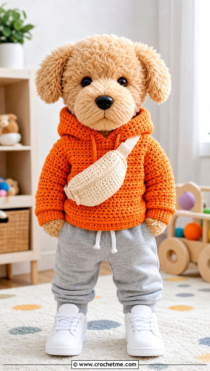 Hoodie Toy Sweater With Jogger Pants - 25 Crochet Sweater For Toy outfit ideas