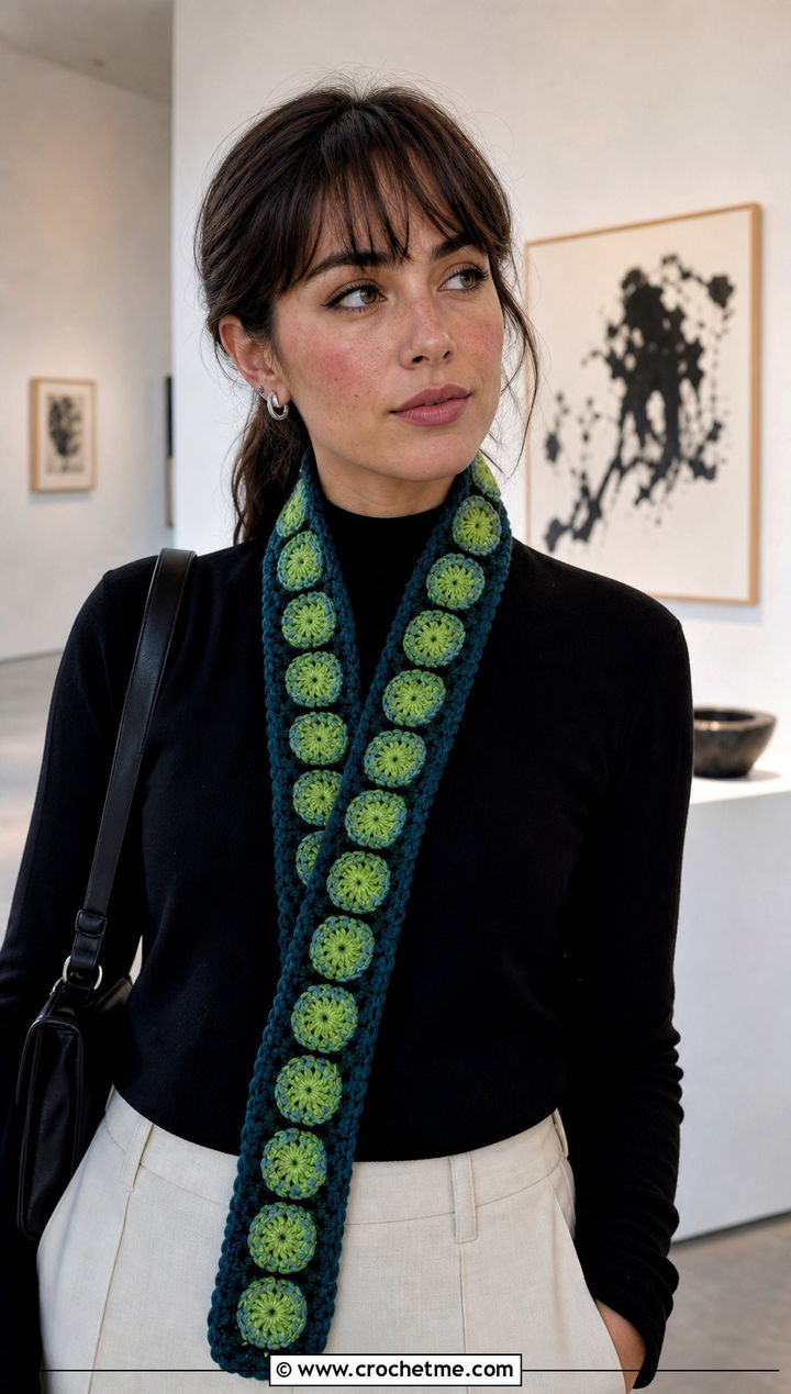 Hosomaki Crochet Sushi Scarf With Minimalist Outfit - 30 crochet sushi scarf outfit ideas
