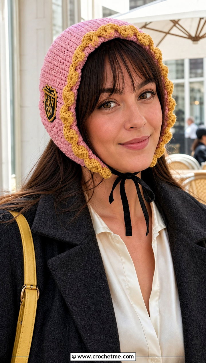Hufflepuff Crochet Bonnet With Satin Blouse - 15 Hufflepuff Crochet Hat outfit ideas