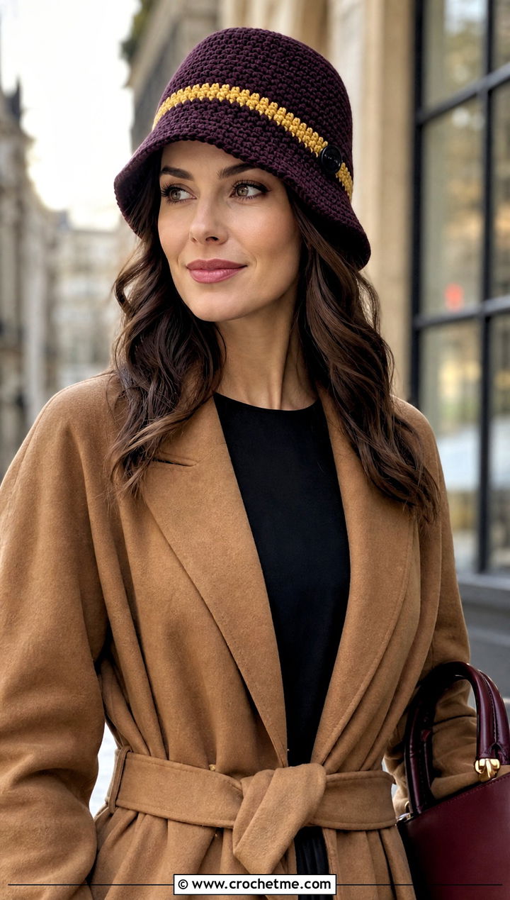 Hufflepuff Crochet Cloche Hat With Belted Coat - 15 Hufflepuff Crochet Hat outfit ideas