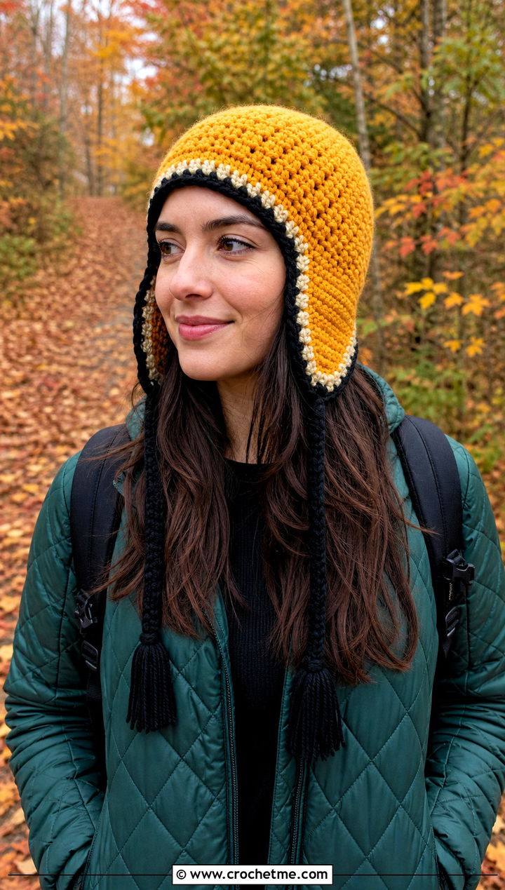 Hufflepuff Crochet Earflap Hat With Quilted Jacket - 15 Hufflepuff Crochet Hat outfit ideas