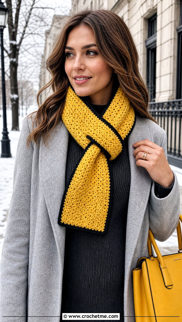 Hufflepuff Keyhole Crochet Hogwarts Scarf With Sweater Dress - 30 crochet hogwarts scarf outfit ideas