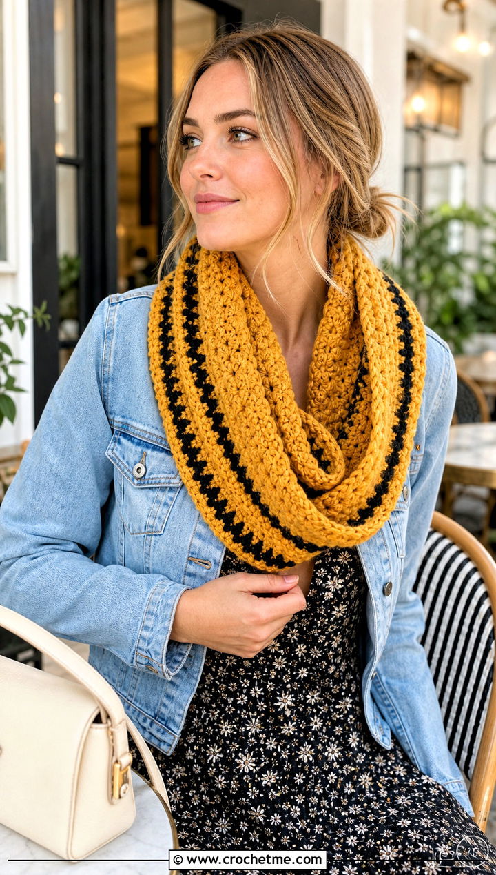 Hufflepuff Loop Crochet Hogwarts Scarf With Midi Dress - 30 crochet hogwarts scarf outfit ideas