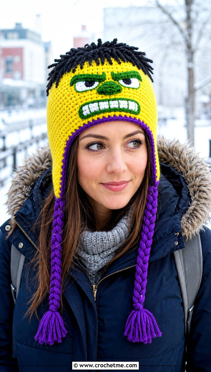 Hulk Braided Earflap Crochet Hat With Parka - 20 Hulk Crochet Hat outfit ideas