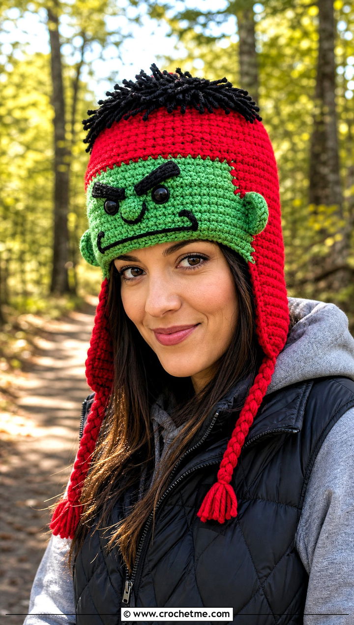 Hulk Trapper Crochet Hat With Quilted Vest - 20 Hulk Crochet Hat outfit ideas