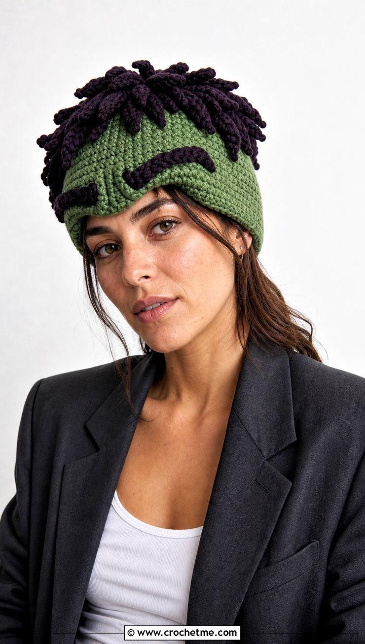 Hulk Wig Crochet Hat With Oversized Blazer - 20 Hulk Crochet Hat outfit ideas