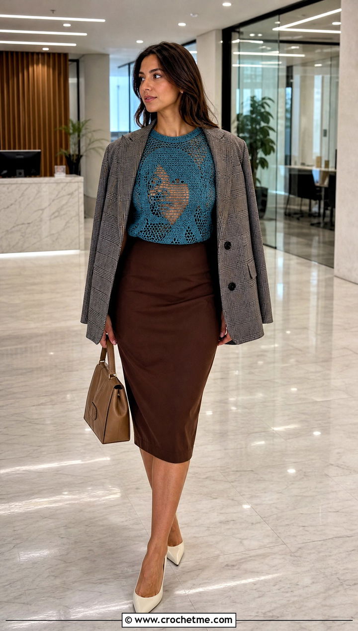 Hysteric Glamour Fitted Crochet Tee With Pencil Skirt - 15 Hysteric Glamour Crochet Top outfit ideas
