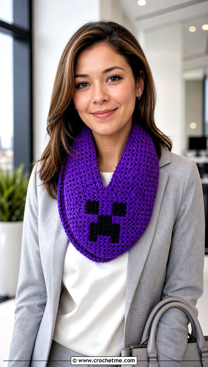 Infinity Creeper Scarf With Blazer And Trousers - 15 minecraft creeper crochet scarf outfit ideas