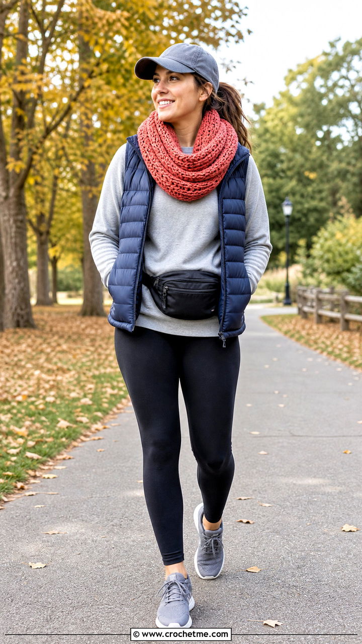 Infinity Crochet Cowl Neck Warmer With Puffer Vest Outfit - 35 crochet cowl neck warmer outfit ideas