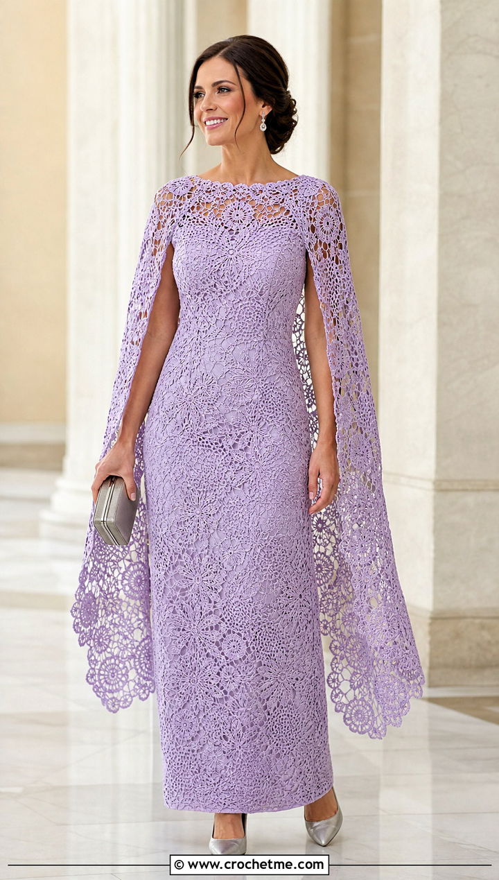 Irish Crochet Cape Sleeve Wedding Dress With Metallic Pumps - 30 Irish Crochet Wedding Dress outfit ideas