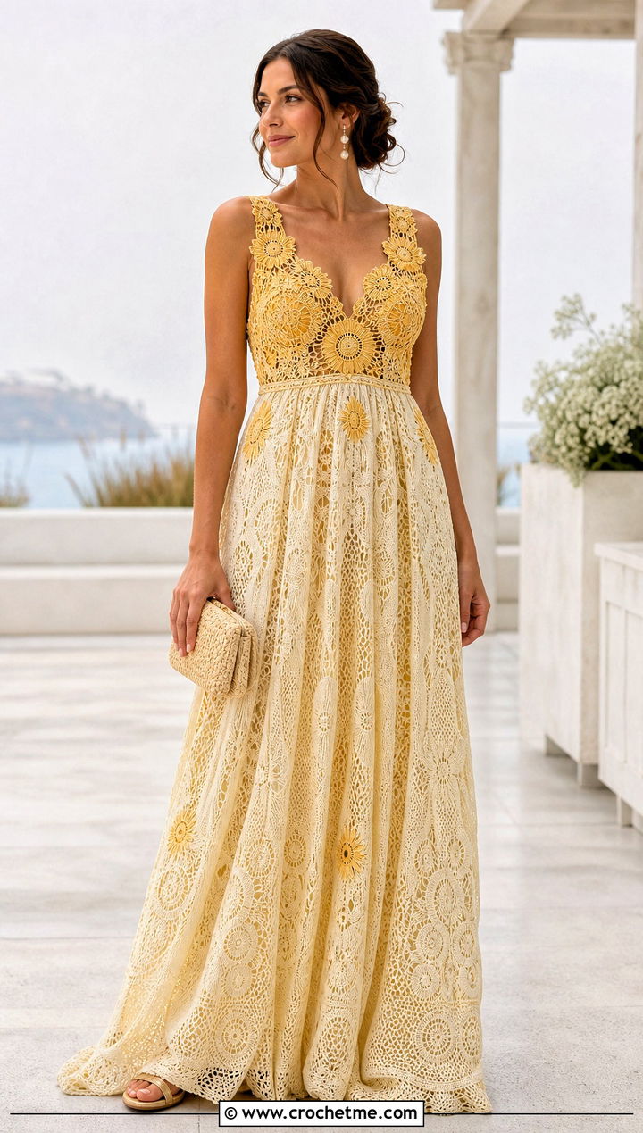 Irish Crochet Empire Waist Wedding Dress With Flat Sandals - 30 Irish Crochet Wedding Dress outfit ideas