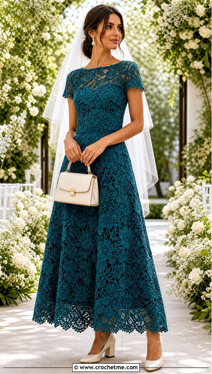 Irish Crochet Lace A Line Wedding Dress With Satin Pumps - 15 Vintage Crochet Lace Wedding Dress outfit ideas