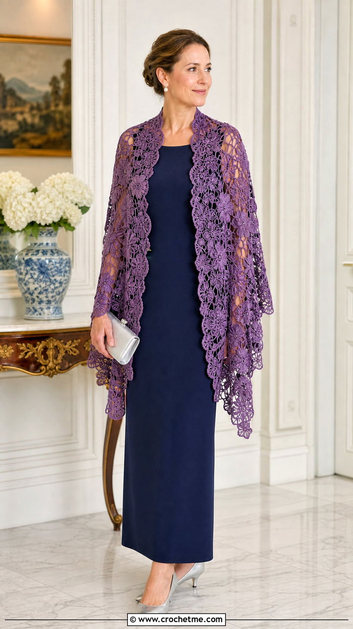 Irish Crochet Lace Prayer Shawl With Column Dress - 35 crochet prayer shawl outfit ideas