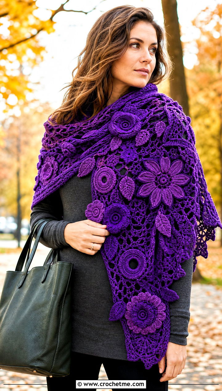 Irish Crochet Oversized Shawl Scarf With Leggings - 25 irish crochet scarf outfit ideas