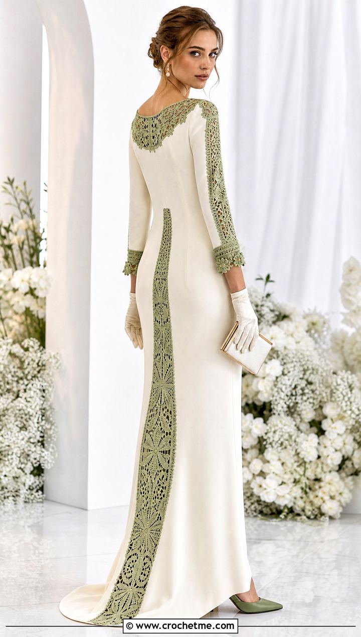 Irish Crochet Panel Wedding Dress With Satin Gloves - 30 Irish Crochet Wedding Dress outfit ideas