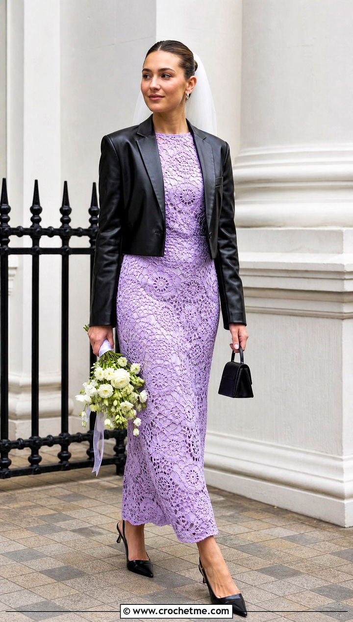 Irish Crochet Sheath Wedding Dress With Leather Blazer - 30 Irish Crochet Wedding Dress outfit ideas