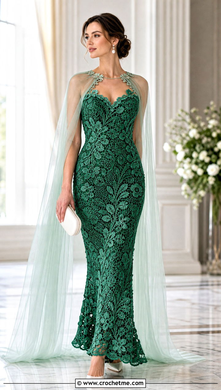 Irish Crochet Wedding Dress With Sheer Bridal Cape - 30 Irish Crochet Wedding Dress outfit ideas