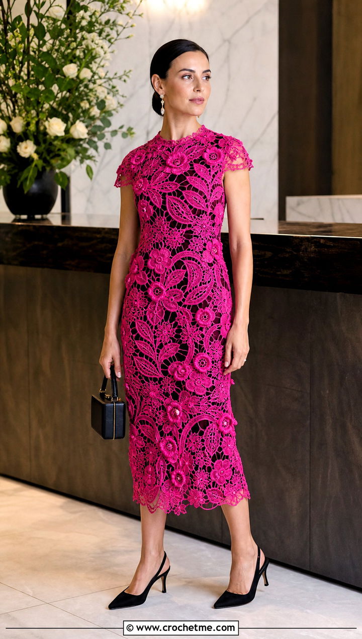 Irish Lace Crochet Dress With Satin Slip - 15 handmade crochet dress ideas