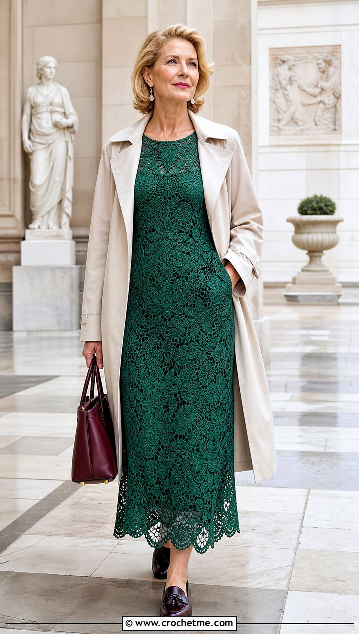 Irish Lace Crochet Nightgown With Trench Coat - 35 crochet nightgown outfit ideas