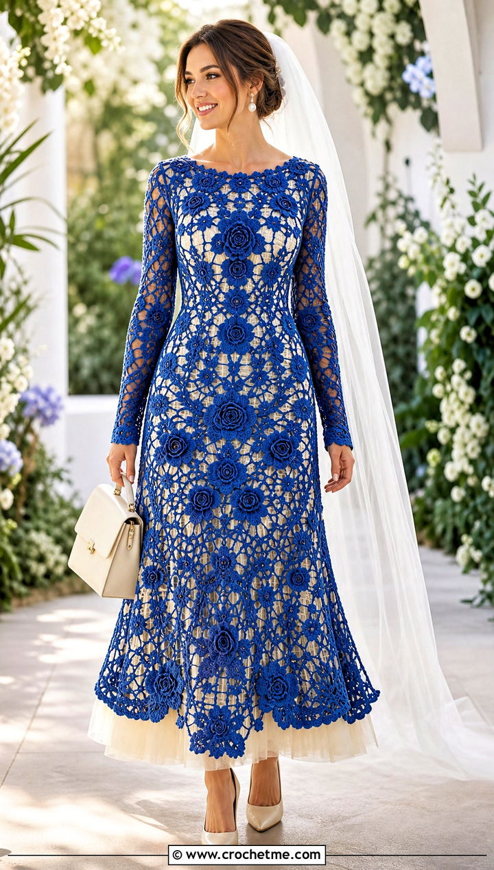 Irish Rose Motif A Line Wedding Dress - 20 irish lace crochet wedding dress outfit ideas