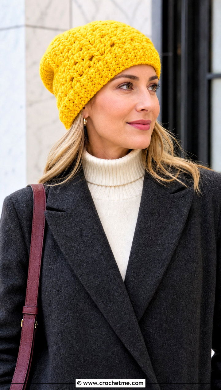 Jacobs Ladder Braided Beanie With Wool Coat - 15 Braided Crochet Beanie outfit ideas
