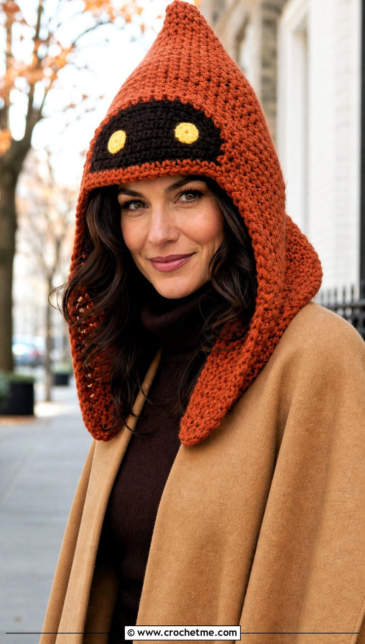 Jawa Crochet Hood Hat With Camel Cape - 30 crochet star wars hat outfit ideas