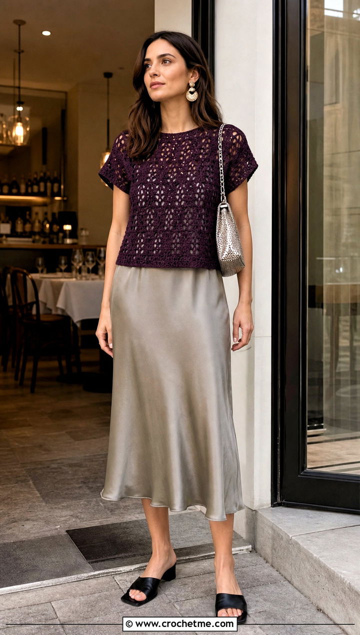 Jewel Tone Maria Crochet Top Over A Slip Dress - 20 maria crochet top outfit ideas