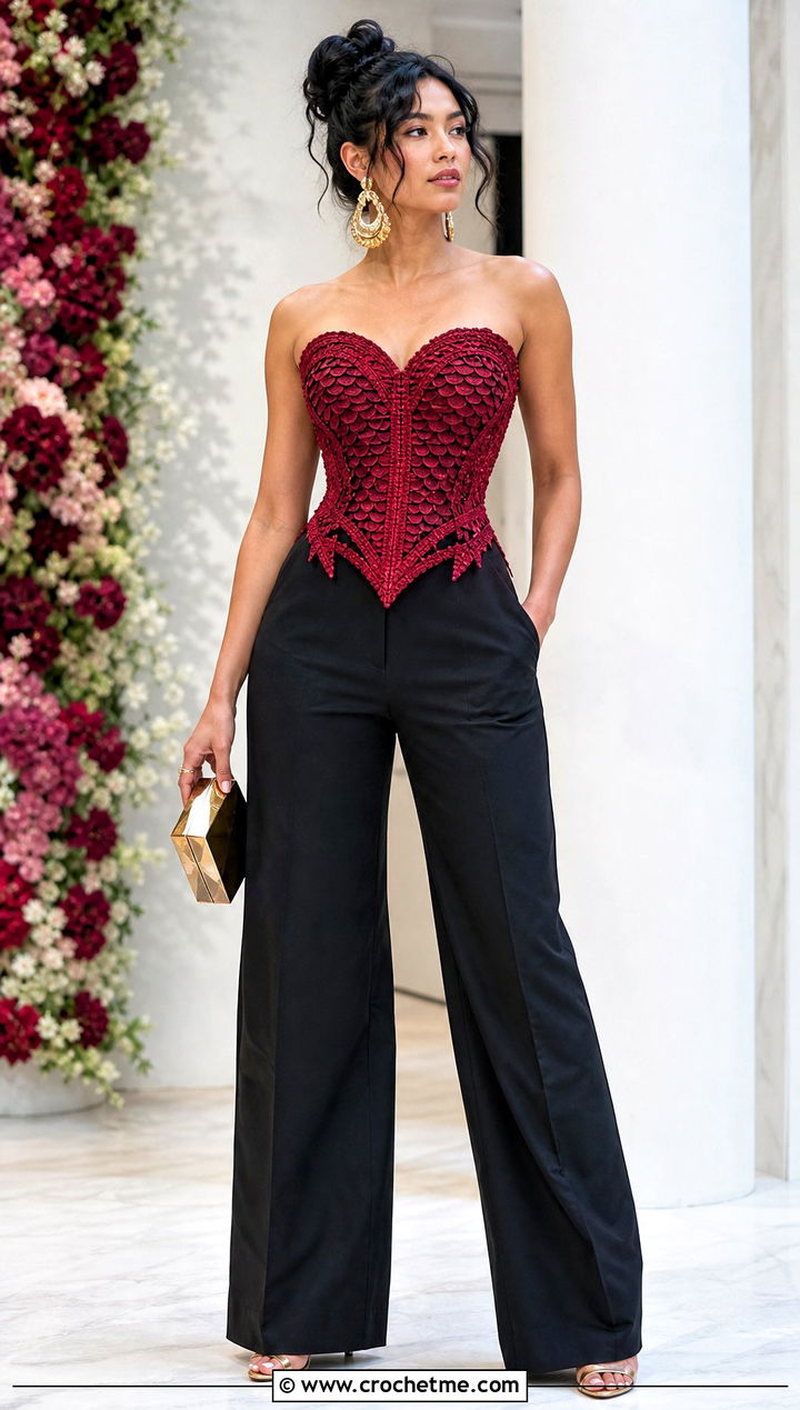 Jinafire Long Dragon Scale Crochet Corset Top With Trousers - 30 monster high crochet clothes and outfit ideas