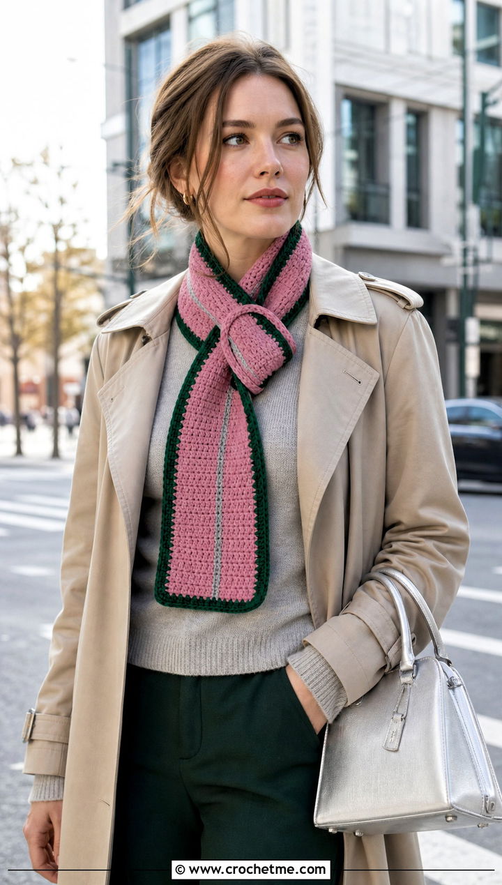 Keyhole Slytherin Crochet Scarf With Trench Coat - 30 slytherin crochet scarf outfit ideas
