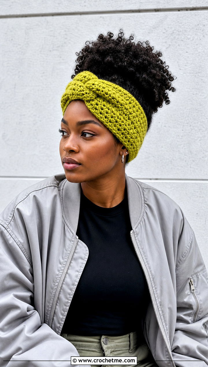 Knotted Braid Crochet Headband With Cargo Pants - 25 crochet braid headband outfit ideas