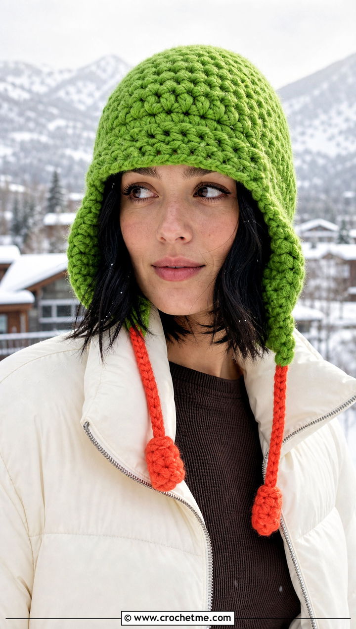 Kyle Chunky Trapper Hat With Puffer Jacket - 25 Crochet South Park Hat outfit ideas