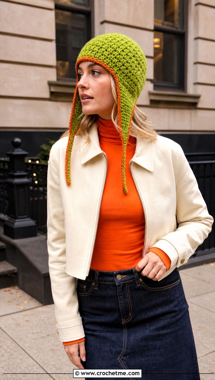 Kyle Earflap Hat With Denim Maxi Skirt - 25 Crochet South Park Hat outfit ideas