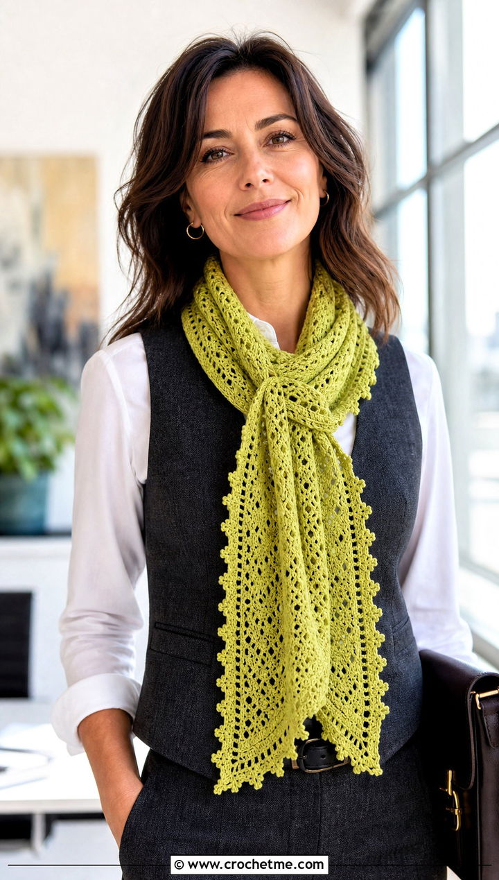 Lace Bonfire Scarf With Button Down Shirt - 20 Crochet Bonfire Scarf outfit ideas