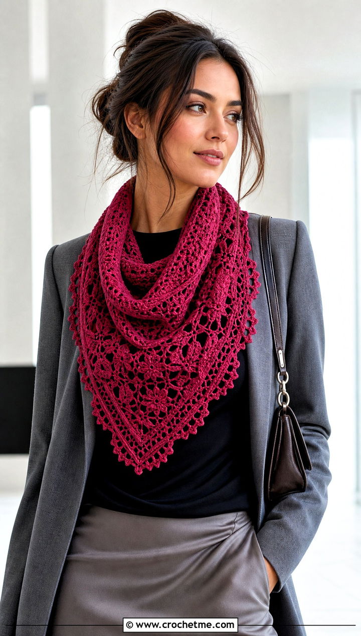 Lace Crochet Bandana Cowl With Slip Skirt - 30 crochet bandana cowl outfit ideas