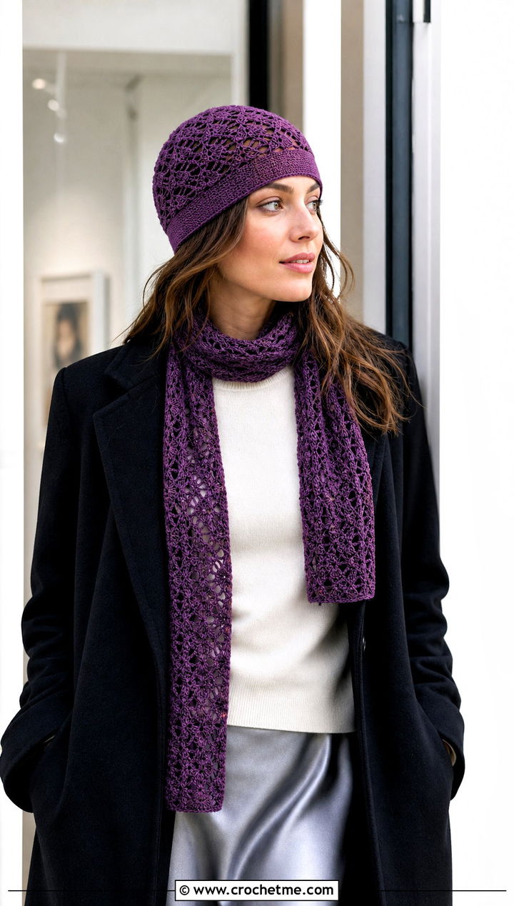 Lace Crochet Beanie And Scarf Set With Satin Skirt - 30 crochet beanie and scarf set outfit ideas